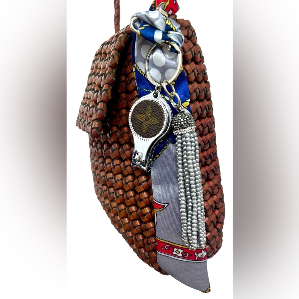 Handmade Luxe-Inspired Upcycled Bag Charm w/Clippers, Tassel & Twilly✨NWOT✨
